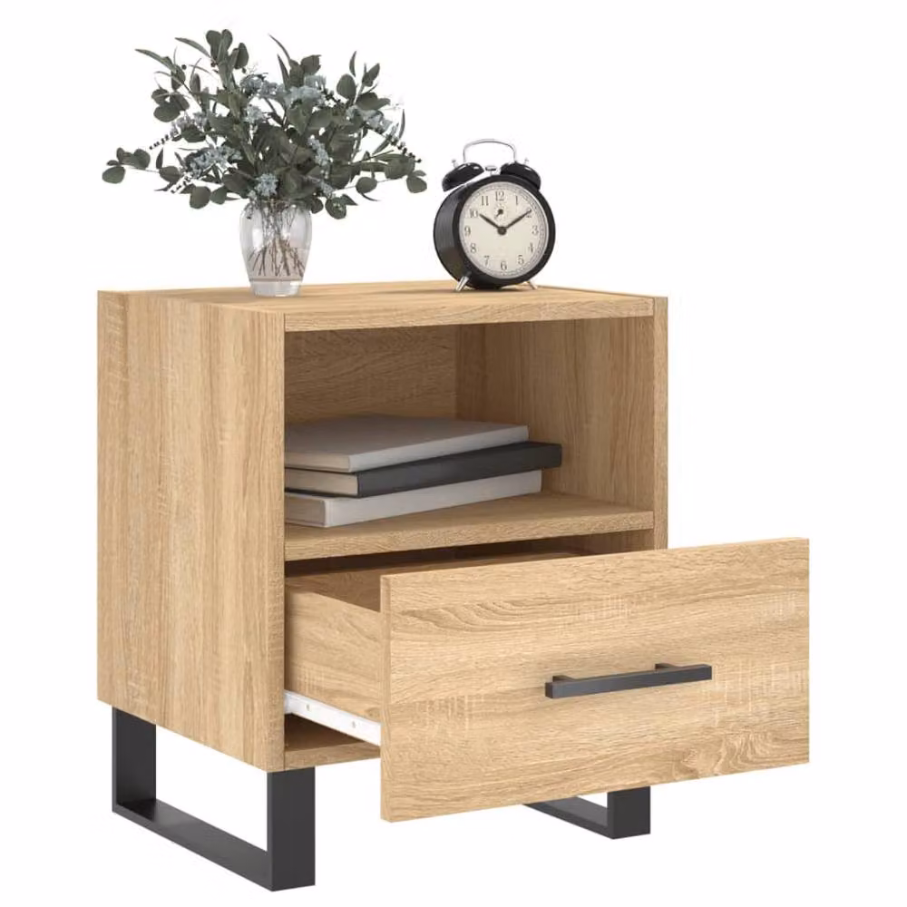 Berkfield Home Modern Bedside Cabinet in Sonoma Oak, Light Brown, W/D/H: 40 x 35 x 47.5 cm – 3