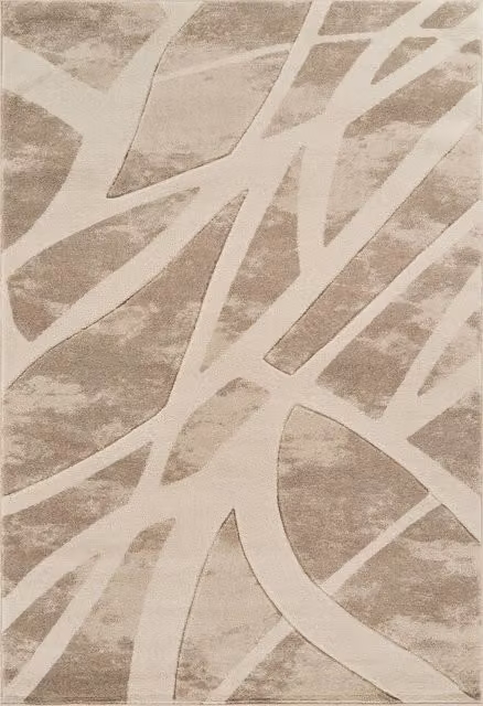 Desire Rugs Santiago Modern Geometric Patterned Carved Area Rug, Beige, W: 60 cm, L: 220 cm