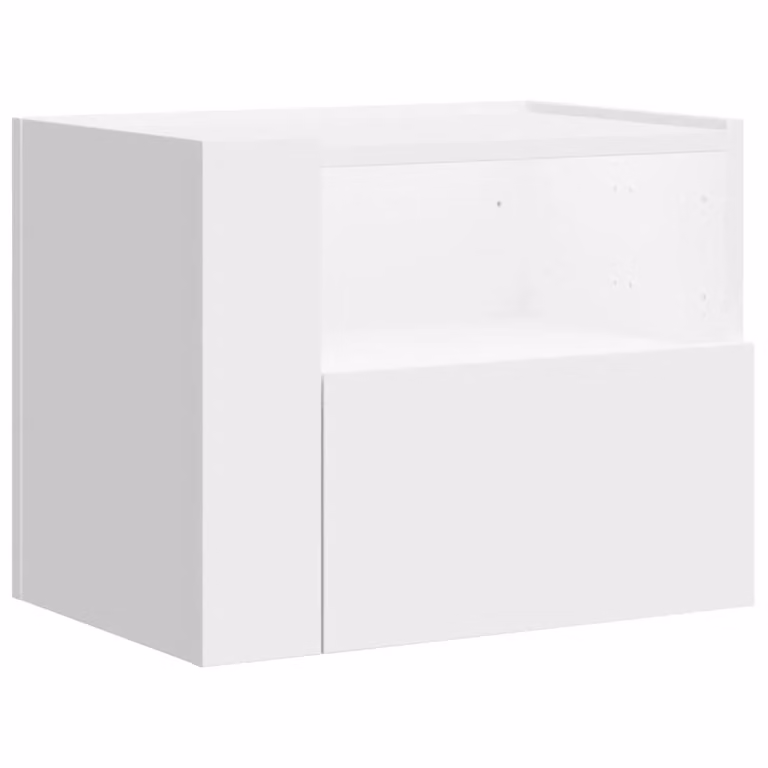 Berkfield Home Wall-mounted Bedside Cabinet in White, W/D/H: 45 x 30 x 35 cm