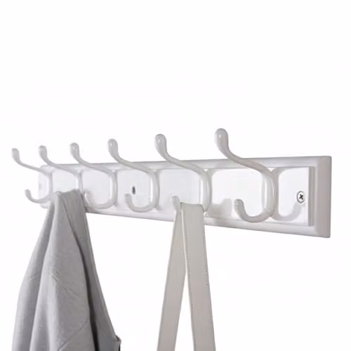 Keypak White Wooden Wall Mounted Coat Rack with 6 Hooks – 1