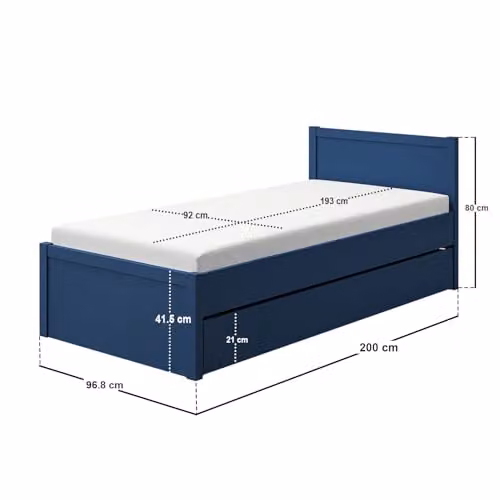 Flair Furnishings Oli Single Wooden Bed with Drawers in Blue – 2