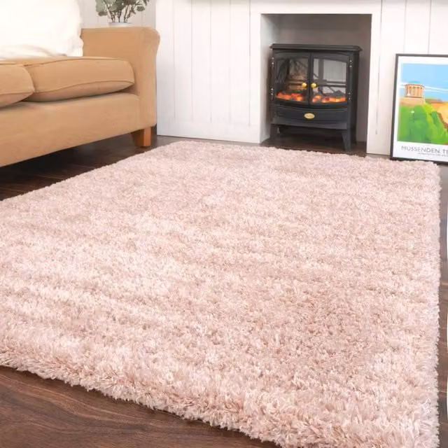 Kukoon Super Soft Shaggy Rug in Blush Pink, W: 160 cm, L: 230 cm