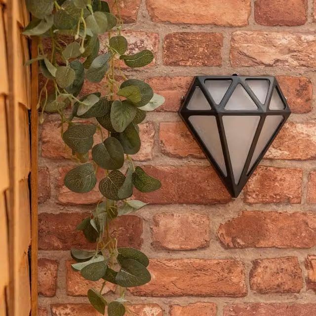 ValueLights Diamond Black and Chrome LED Bathroom and Garden Wall Light