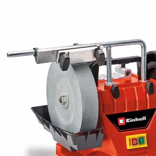 Einhell TC-WG 200 Wet Bench Grinder in Red and Black with 200 mm High Speed Wet-Stone Grinding Wheel and 180 mm Leather Honing Wheel – 5