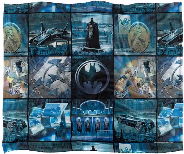 Batman Batcave Tiles Super Soft Silky Touch Throw Blanket in White, W: 152 cm, D: 127 cm