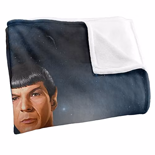 Trevco Star Trek Spock Super Soft Fleece Throw Blanket, White, W/D/H: 152 x 127 cm – 2