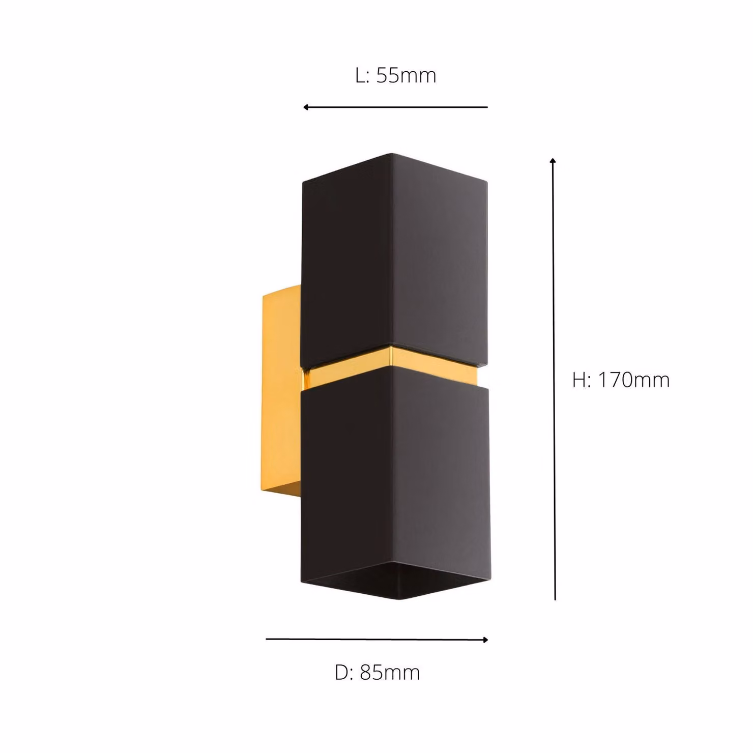 Eglo Passa LED 2-Light Up and Down Wall Lamp in Black and Gold/Brass – 3