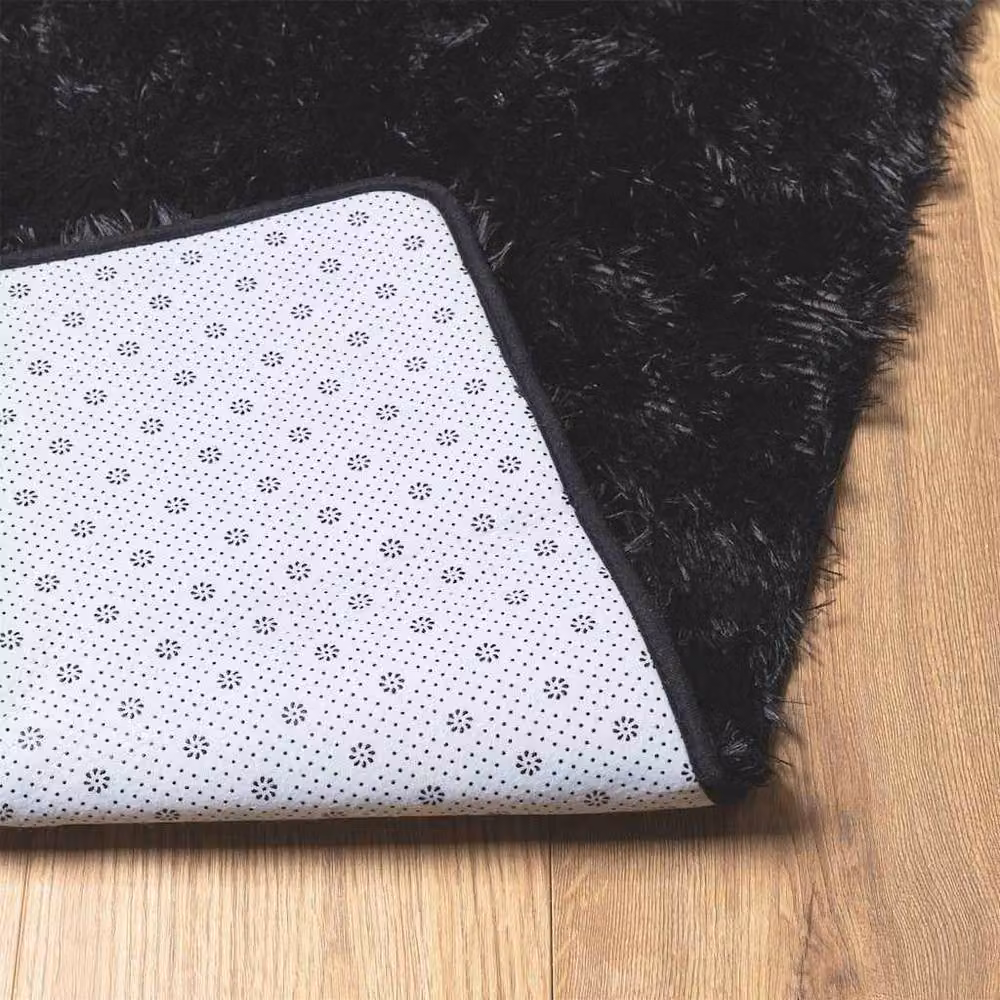 Berkfield Home NAVARRA Shaggy High Pile Rug, Black, W/D: 160 x 160 cm – 4