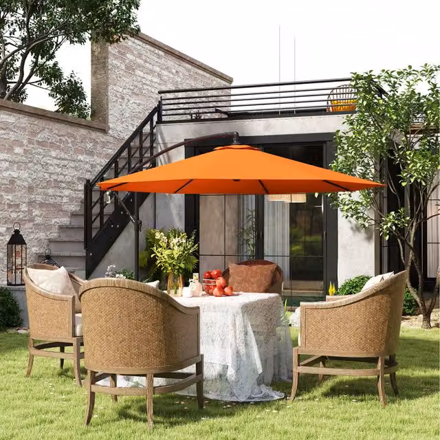 Outsunny Cantilever Garden Parasol Sun Shade in Orange, 3 m