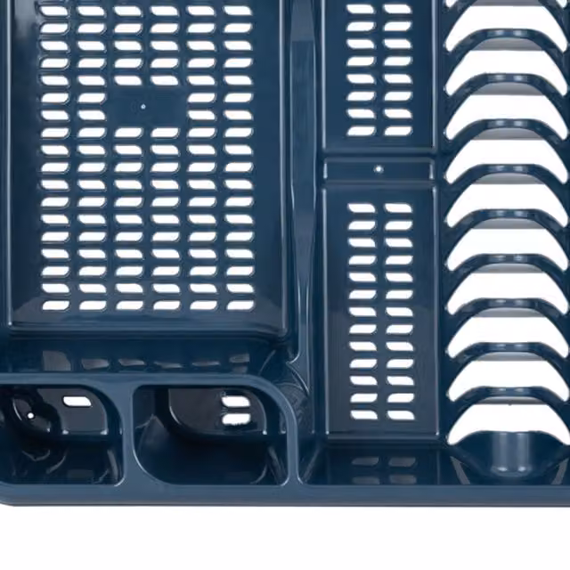 Casa Large Navy Blue Plastic Dish Drainer with Cutlery and Cup Holder