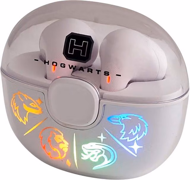 Lazerbuilt Harry Potter Hogwarts Light-Up White True Wireless Bluetooth Earphones