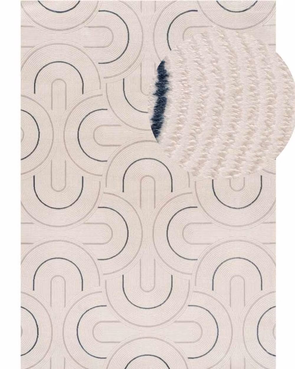 THE RUGS Carmel Arch Design Soft Pile Area Rug, Ivory and Navy Blue, W: 200 cm, L: 290 cm – 2