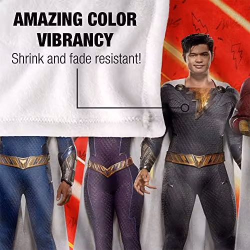 Logovision Shazam Fury of the Gods Super Soft Fleece Throw Blanket, W/D/H: 152 x 127 cm, White/Multicolour – 2