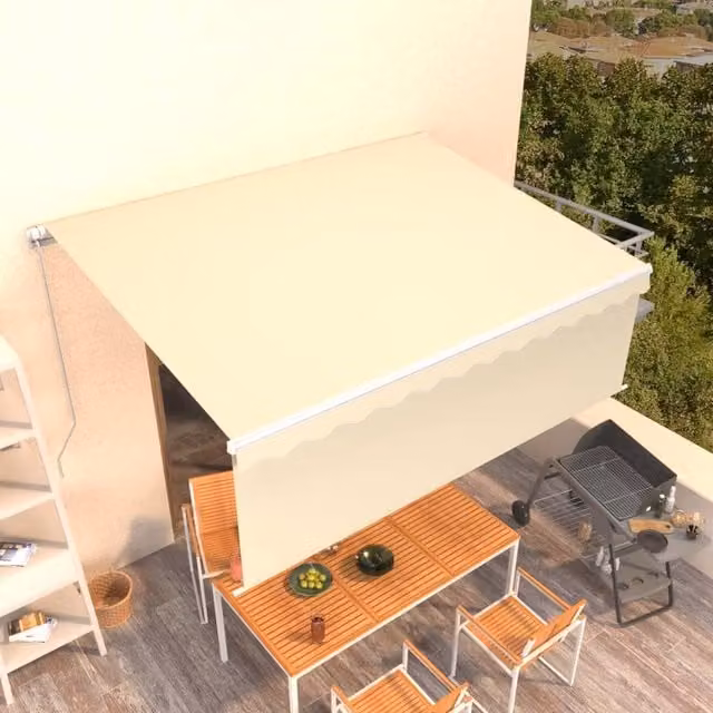 Berkfield Home Manual Retractable Awning with Blind, Beige, W: 400 cm, D: 300 cm