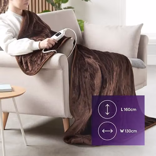 Emperial Luxury Heated Fleece Blanket in Brown, W/D/H: 160 x 130 cm – 7