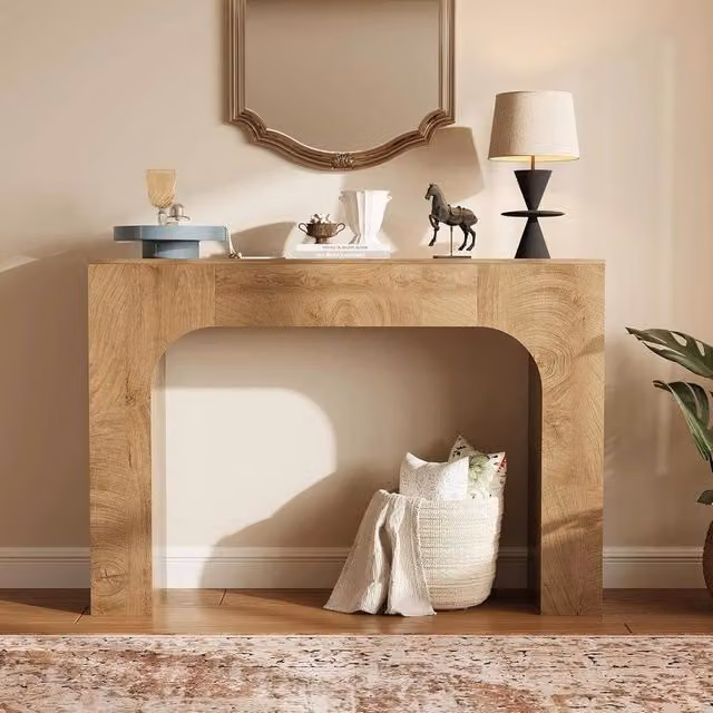 VOGREX Modern Brown Wood Narrow Console Table – 1