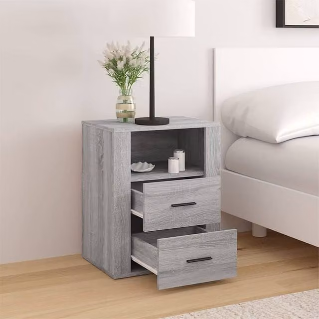 Berkfield Home Classic Bedside Cabinet in Grey Sonoma, W/D/H: 50 x 36 x 60 cm