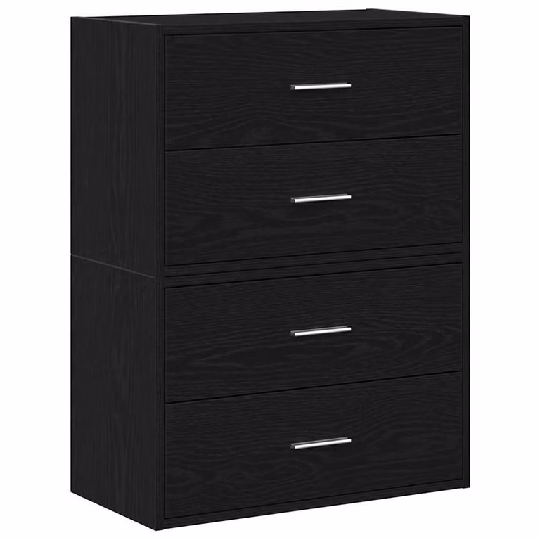 Berkfield Home Set of 2 Durable Black Oak Cabinets with 2 Drawers, W: 60 cm, D: 31 cm, H: 40 cm