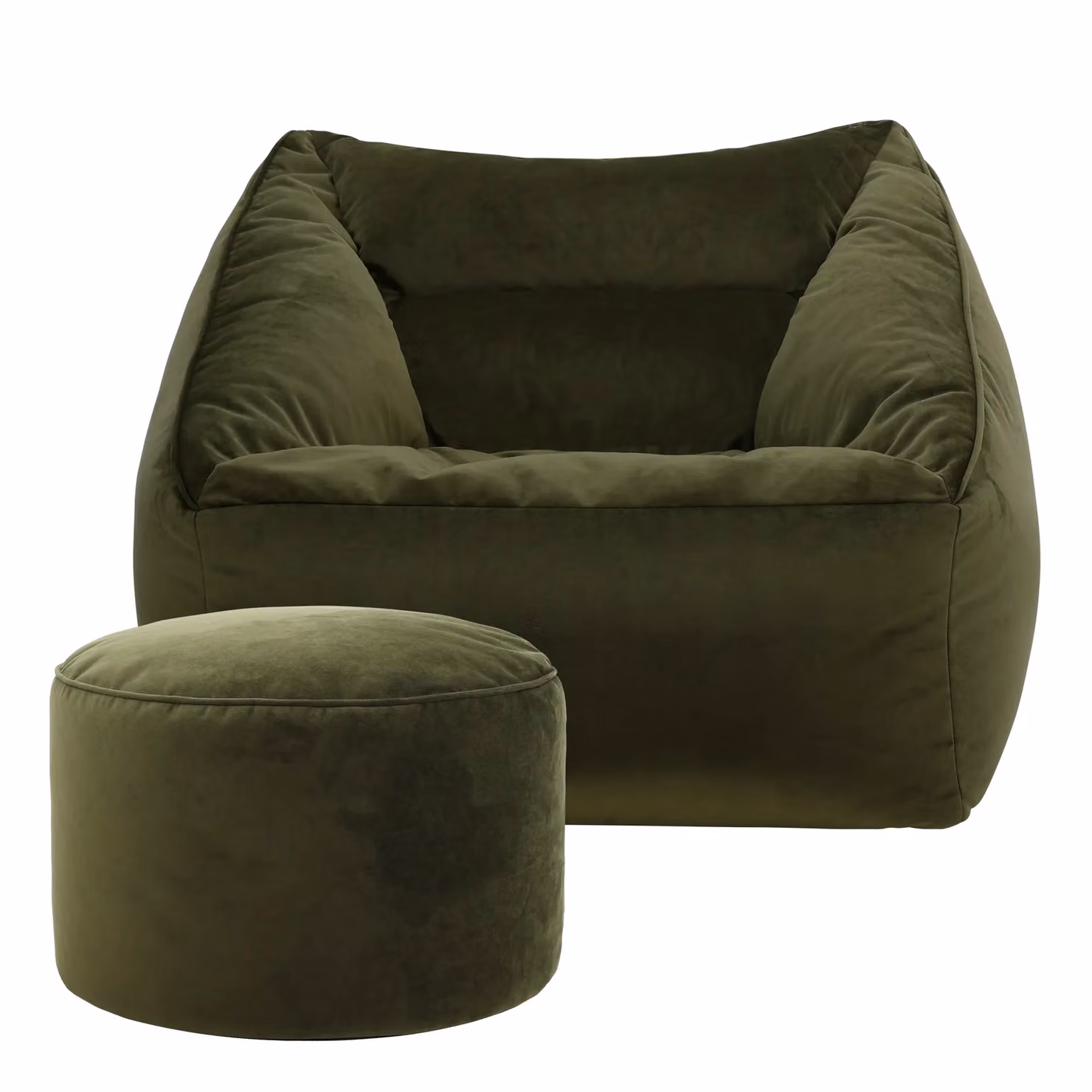 icon Natalia Velvet Adults Bean Bag Armchair and Pouffe Set in Dusk Pink and Olive Green – 3