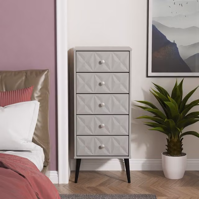2 U Toledo 5 Drawer Tall Bedside Chest in Dark Grey – 1