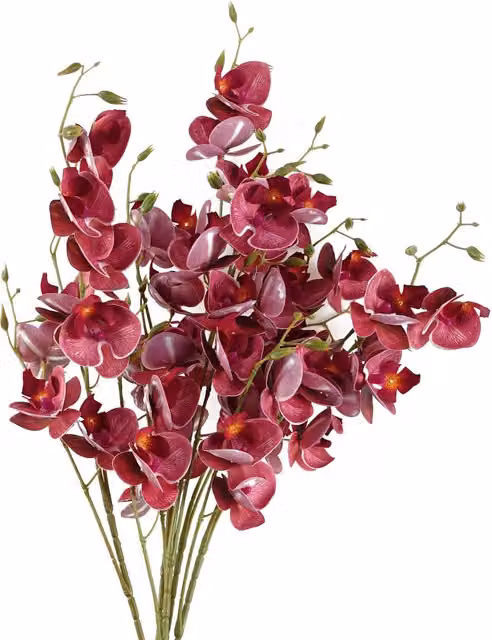 Pack of 6 Dark Pink Artificial Mini Orchid Stems, Height: 80 cm