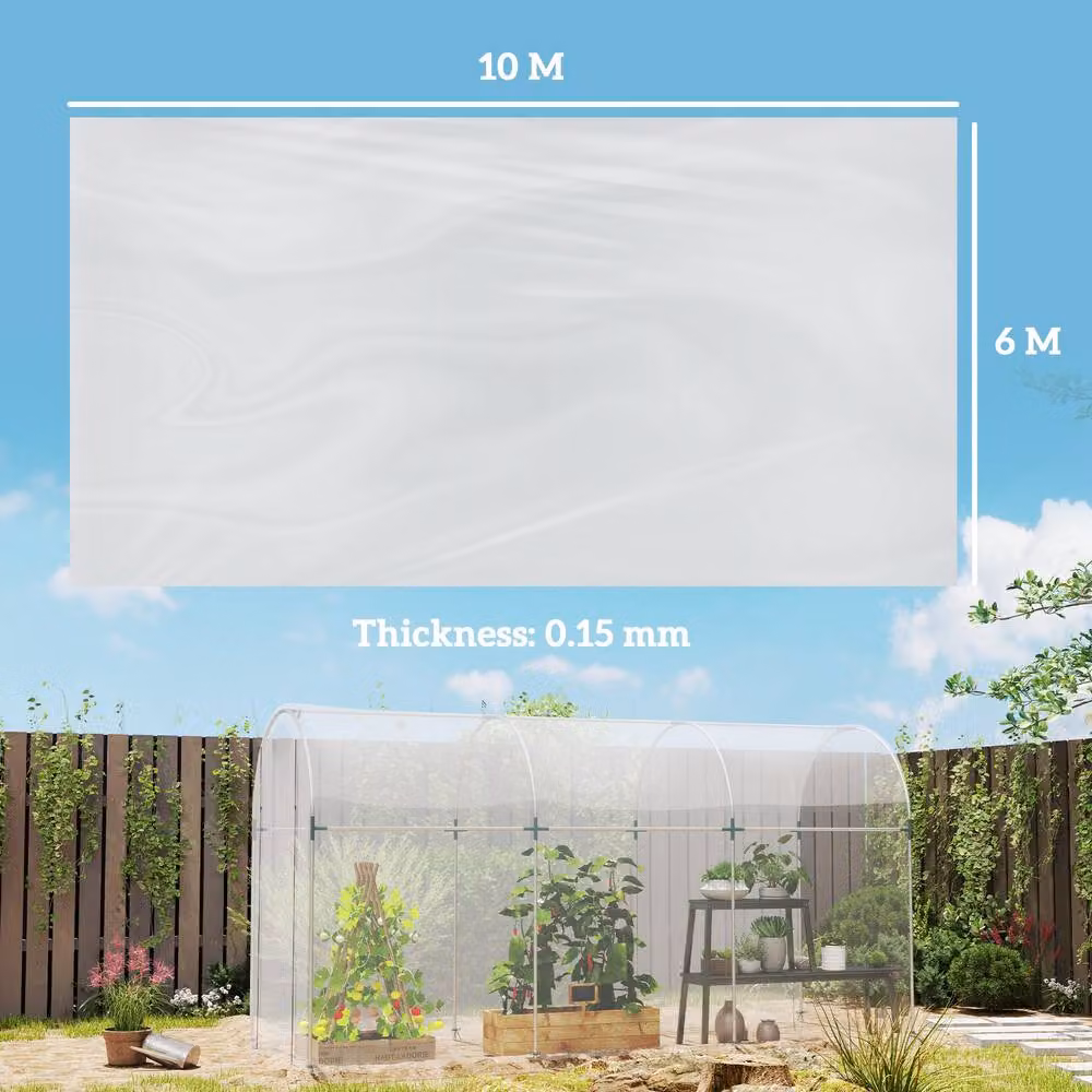 OUTSUNNY UV Resistant Waterproof Plastic Polytunnel Cover, Clear, 6 x 10m – 3
