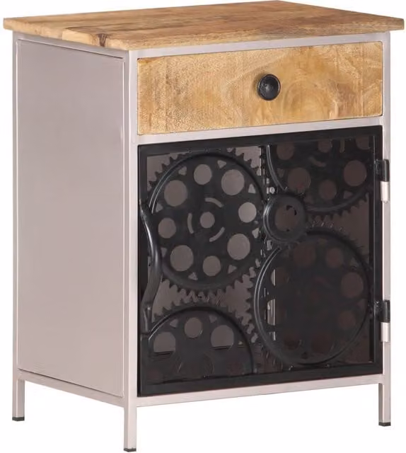 Berkfield Home Rustic Brown Mango Wood Bedside Cabinet W/D/H: 40 x 30 x 50 cm – 1