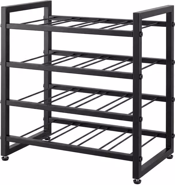 NESTLUNE 16 Bottle Countertop Wine Rack in Black Metal, W: 100 cm, D: 60 cm