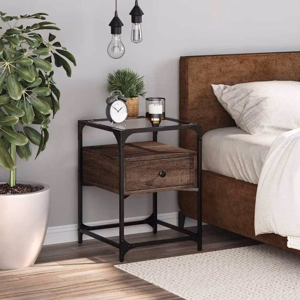 Berkfield Home Bedside Cabinet in Brown, W/D/H: 40 x 40 x 55 cm – 2