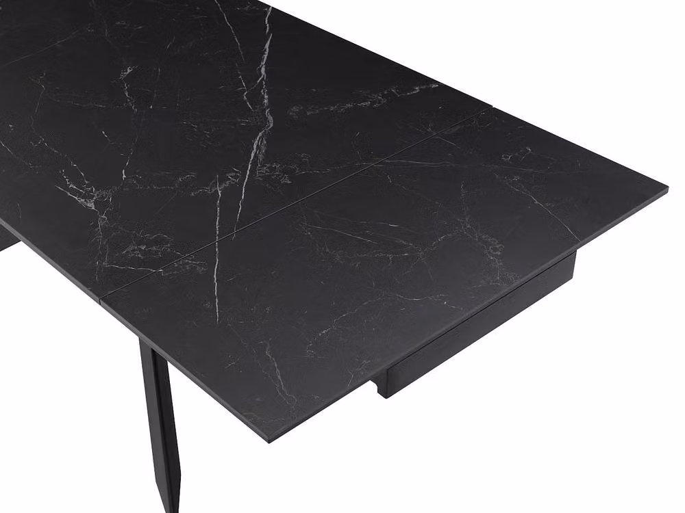 Vente-unique Black Ceramic and Tempered Glass Extendable Dining Table, 6-10 Seater, W/D/H: 220 x 90 x 76 cm – 4