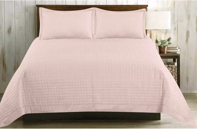 Rapport Home Harrogate Quilted Polyester Bedspread in Pink, W: 240 cm, D: 200 cm