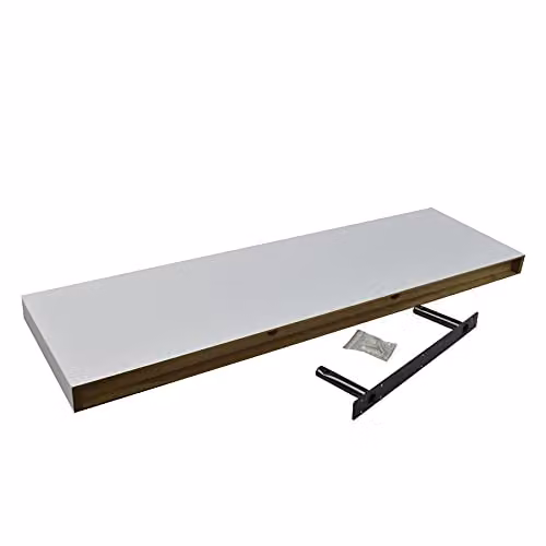 Harbour Housewares Modern Floating Wall Shelf with Integrated Lighting, White, W: 100 cm – 3