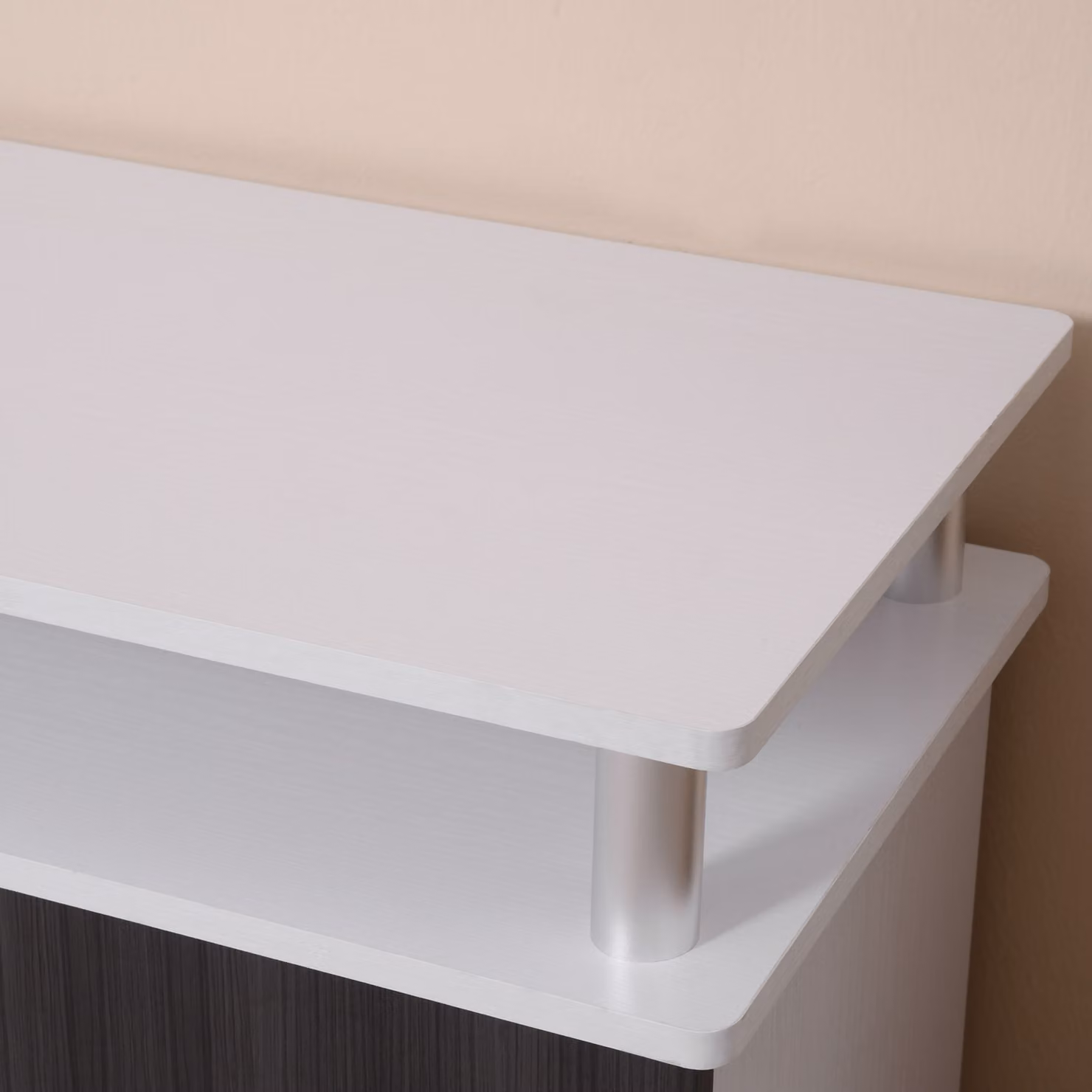HOMCOM Grey and White TV Cabinet Unit for TVs up to 55 inch with Storage Shelf and Cupboards – 8