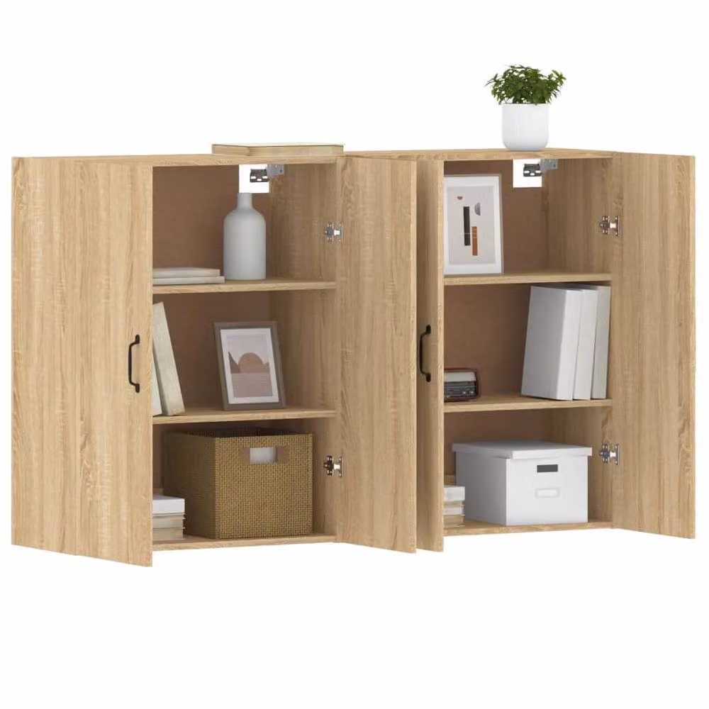 Berkfield Home Wall Mounted Cabinets, 2 Piece Set in Sonoma Oak, Light Tan – 2