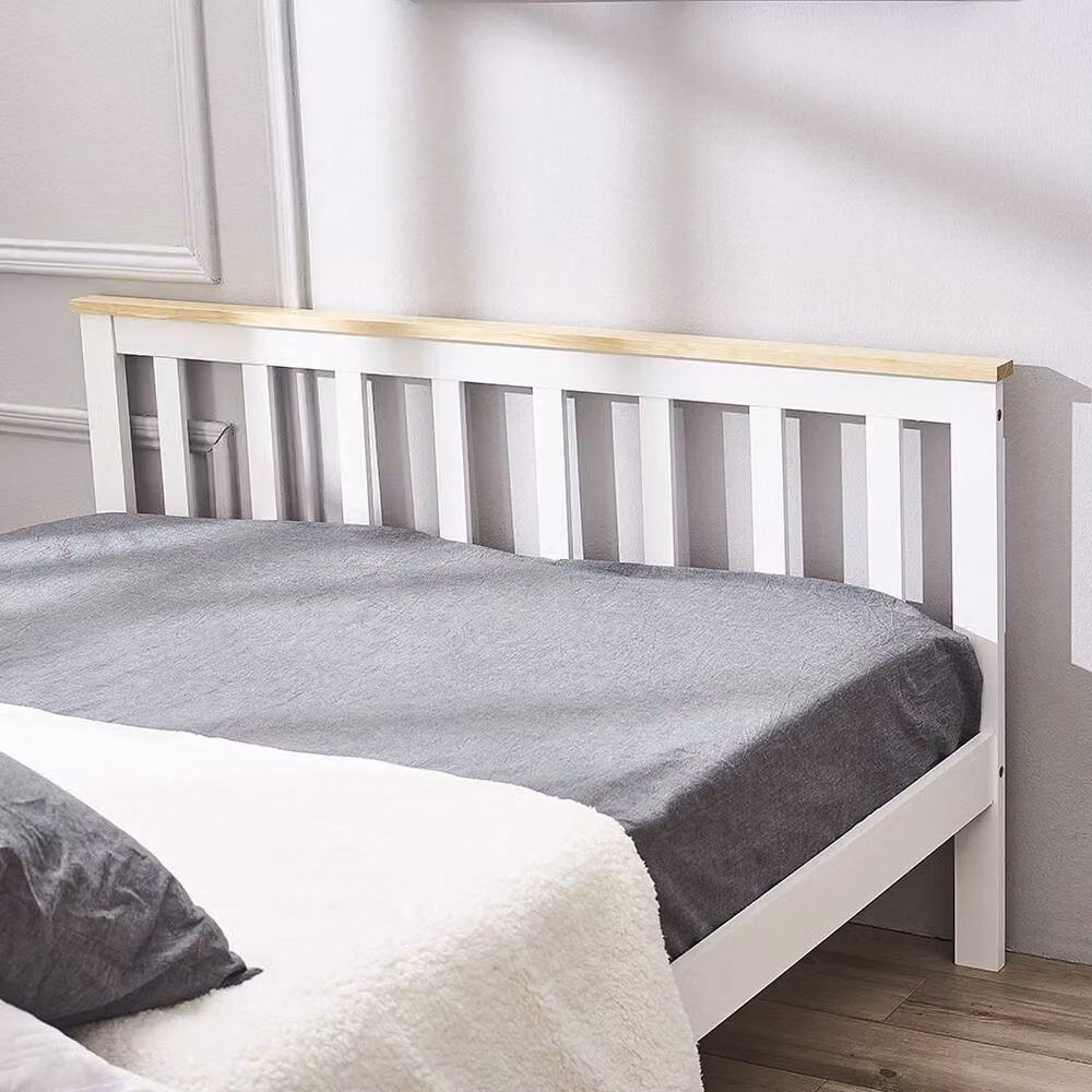 FLAVORA Grey and Wood Solid Wood Bed for Adults – 3