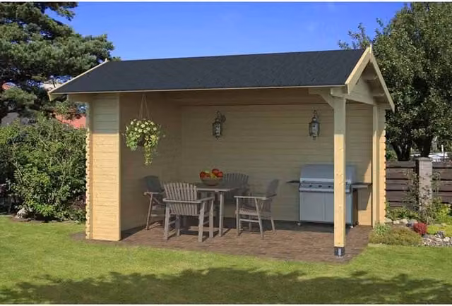 Lasita Maja Ltd Kirian 300 Log Cabin Garden Room and Home Office in Light Brown, W: 389.4 cm, D: 420 cm, H: 273.6 cm – 1