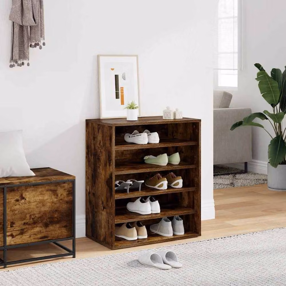 Berkfield Home Smoked Oak Shoe Cabinet in Brown, W/D/H: 60 x 35 x 70 cm – 2