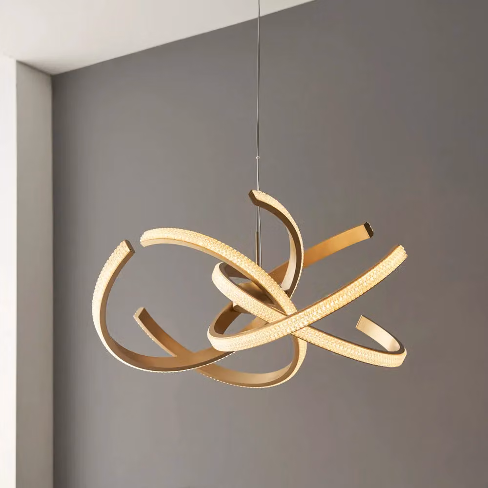 Loops LED Ceiling Pendant Light Fitting in Gold and Transparent with Height Adjustable Design – 2