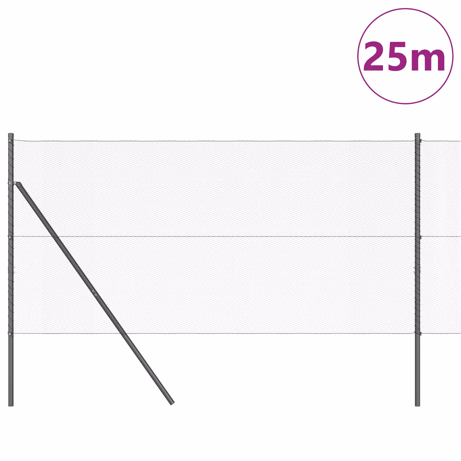 Berkfield Home Set of 2 Grey Powder-Coated Steel Fencing Panels, W: 1 m, H: 25 cm – 3