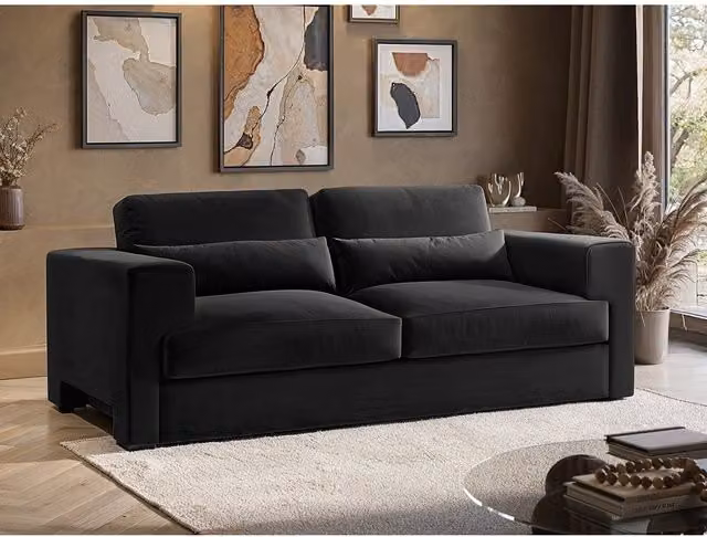 Solace Co Rose 2 Seater Velvet Sofa in Charcoal Grey