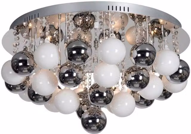 Linea Verdace Sputnik Glass and Crystal Ceiling Light in Chrome and Grey, W/D/H: 60 x 60 x 32 cm – 2
