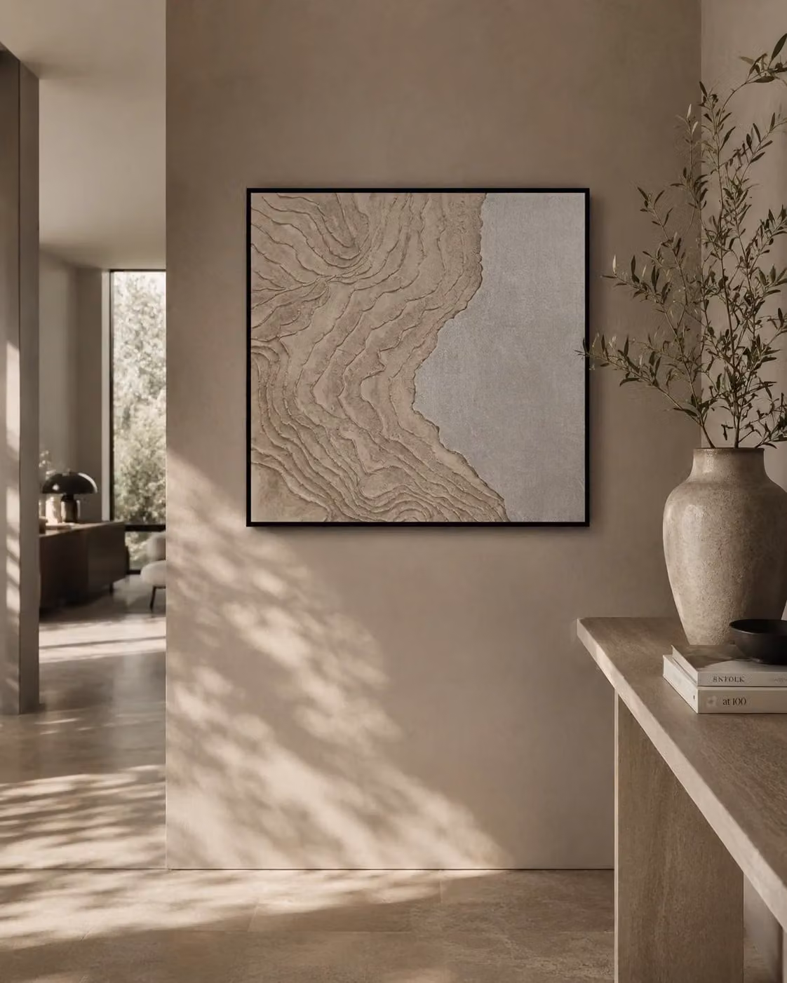 Tommy Franks Gilded III Abstract Wall Painting in Gold and Beige