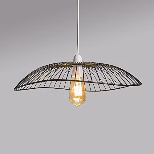 ValueLights Vella Modern Black Metal LED Pendant Ceiling Light with Warm White Glow, Shade Width: 45 cm – 2