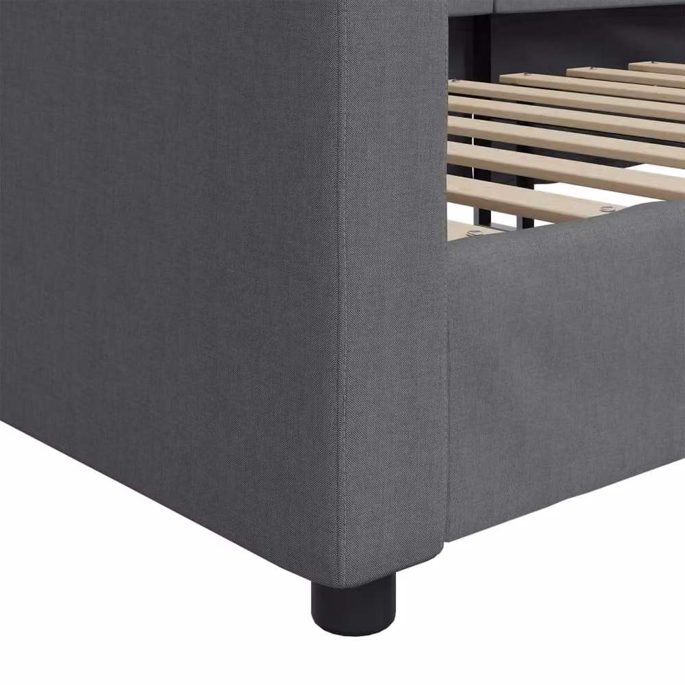 Berkfield Home Day Bed in Grey Fabric, W/D/H: 190 x 90 cm – 4