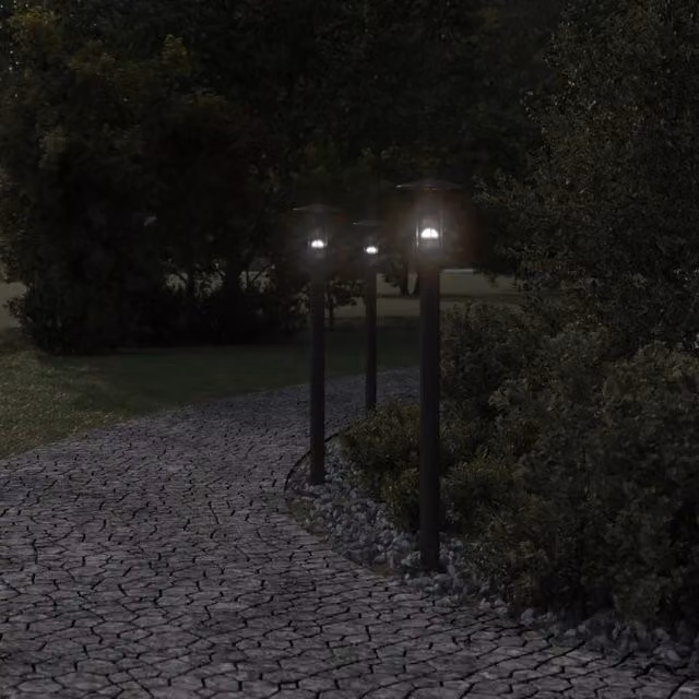 Berkfield Home Black Stainless Steel Outdoor Floor Lamp, Height: 100 cm – 1