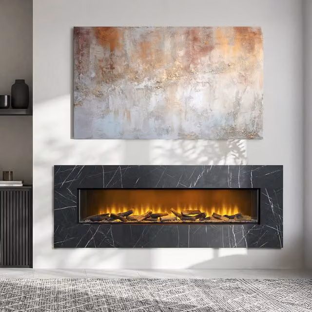 Acantha Pinnacle Fully Inset Electric Media Wall in Black