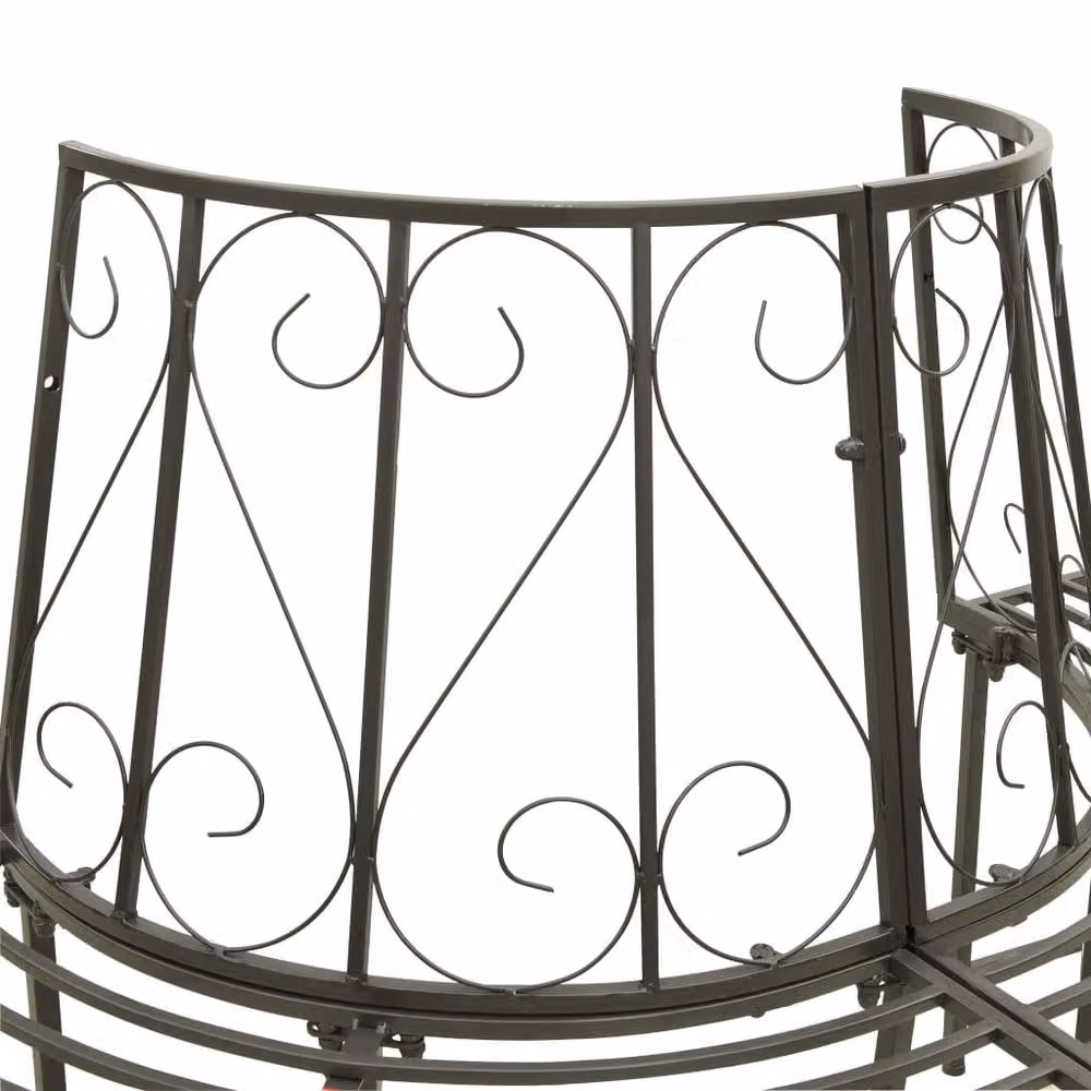 Berkfield Home Grey Steel Half Round Garden Tree Bench – 3