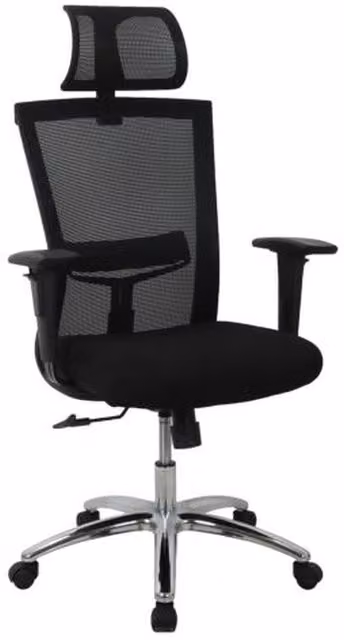 Furniture One Modern Black Home Office Task Chair with Headrest and Armrests
