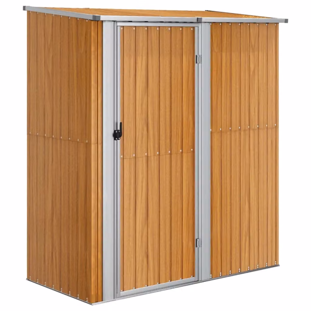 Berkfield Home Garden Shed in Brown, Galvanised Steel with Wooden Look, W/D/H: 180.5 x 97 x 209.5 cm – 2