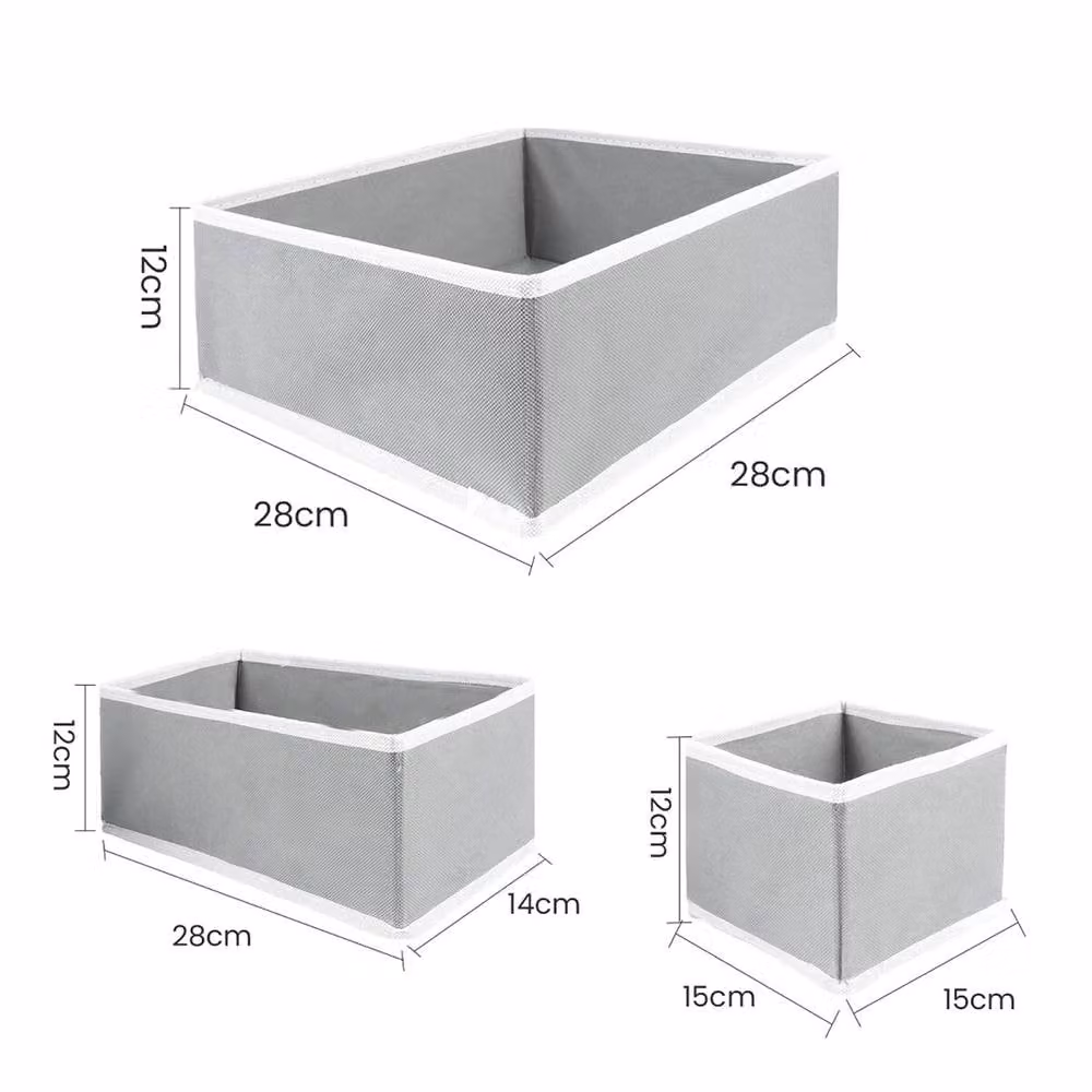 Nordara 12-Pack Grey Canvas and Cardboard Foldable Drawer Organisers for Socks and Ties – 2